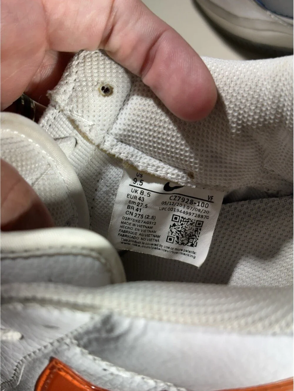 Kith Nike Air Force 1 Low NYC Knicks Home White Orange CZ7928-100 Size 9.5 VGC
